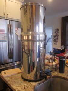 Berkey water filter and tank